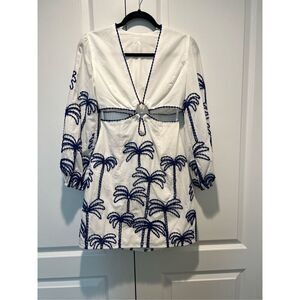 Lace The Label ariel bailey CUTOUT RING PALM BROIDED DRESS MINI WHITE NWT$490